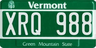 VT license plate XRQ988