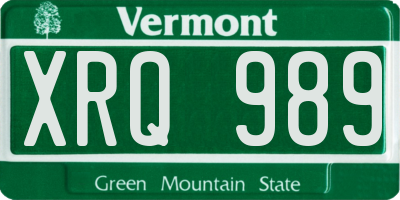 VT license plate XRQ989
