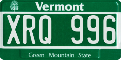VT license plate XRQ996