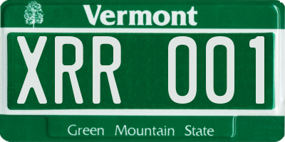 VT license plate XRR001