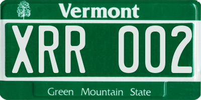 VT license plate XRR002