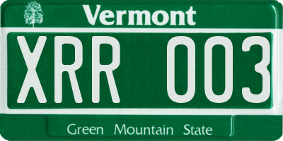 VT license plate XRR003