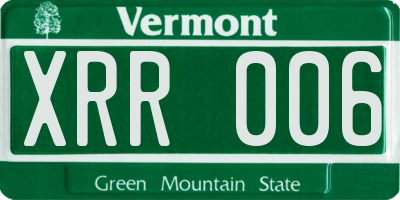 VT license plate XRR006