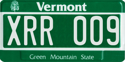 VT license plate XRR009