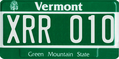 VT license plate XRR010