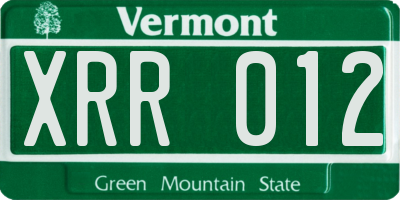 VT license plate XRR012