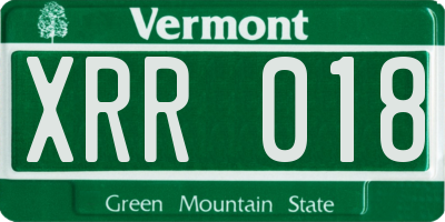 VT license plate XRR018