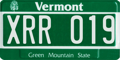 VT license plate XRR019
