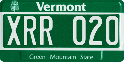VT license plate XRR020