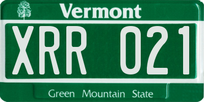 VT license plate XRR021