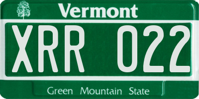 VT license plate XRR022