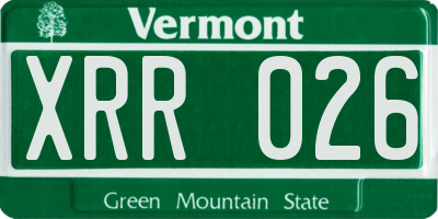 VT license plate XRR026