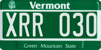 VT license plate XRR030