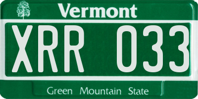 VT license plate XRR033