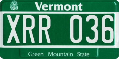 VT license plate XRR036