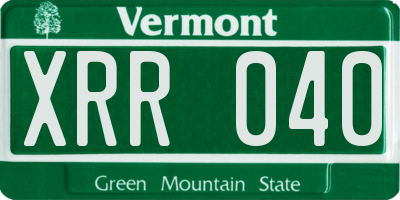 VT license plate XRR040