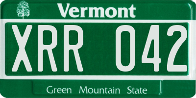 VT license plate XRR042