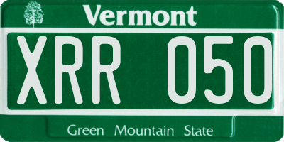 VT license plate XRR050