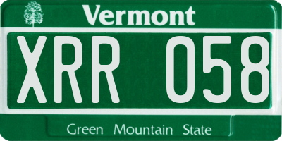 VT license plate XRR058