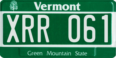 VT license plate XRR061