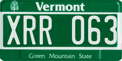 VT license plate XRR063
