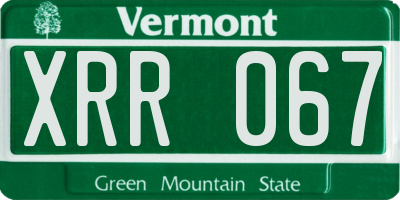 VT license plate XRR067