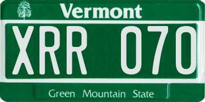 VT license plate XRR070