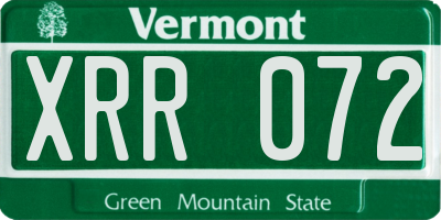 VT license plate XRR072