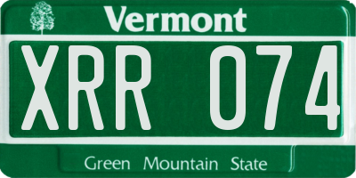 VT license plate XRR074
