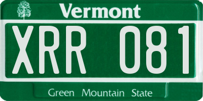 VT license plate XRR081