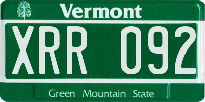 VT license plate XRR092