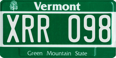 VT license plate XRR098