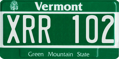 VT license plate XRR102