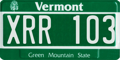 VT license plate XRR103