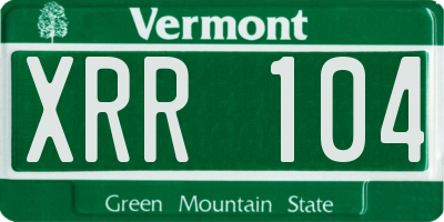 VT license plate XRR104