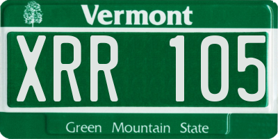 VT license plate XRR105