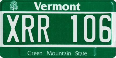 VT license plate XRR106