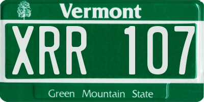 VT license plate XRR107