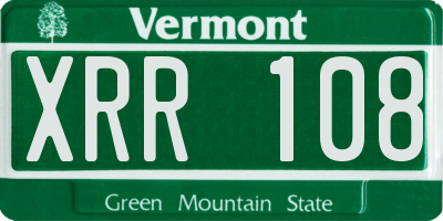 VT license plate XRR108