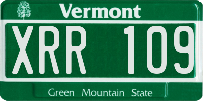 VT license plate XRR109