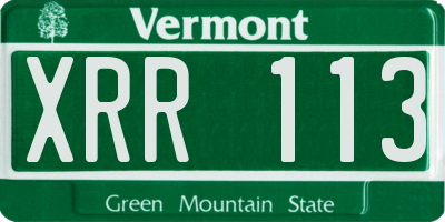 VT license plate XRR113
