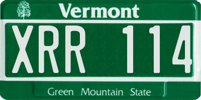VT license plate XRR114