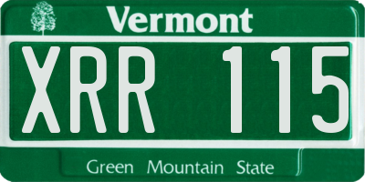 VT license plate XRR115
