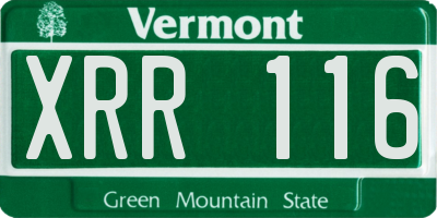 VT license plate XRR116