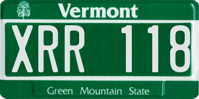 VT license plate XRR118