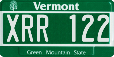 VT license plate XRR122