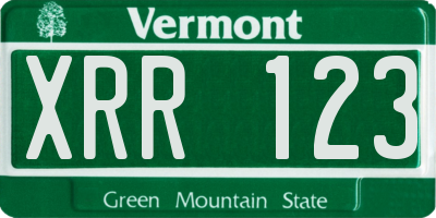 VT license plate XRR123