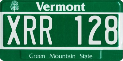 VT license plate XRR128