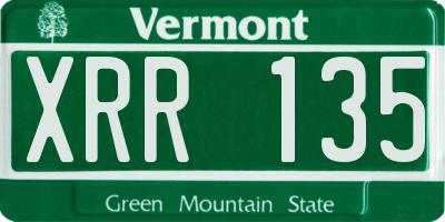 VT license plate XRR135