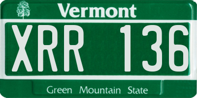 VT license plate XRR136